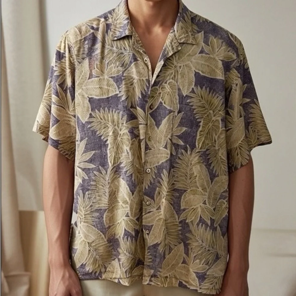Tori Richard Men's Hawaiian Print button down size large cotton lawn